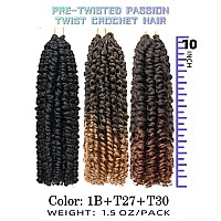 10 Inches 9 Packs Passion Twist Crochet Hairmixed Color Combo Pack7Packs 1B1Pack T1B271Pack T1B30Pre Looped Pretwisted H