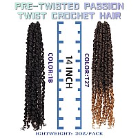 14 Inches 9 Packs Mixed Colors Combo Pack7 Packs 1B 2 Packs T1B27 Passion Twist Crochet Hair For Black Women Pretwisted Pr