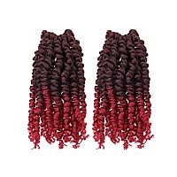 6 Inches 2 Packs Super Short Passion Twist Crochet Hair For Black Women And Kids Ombre Burgundy Pre Looped Pretwisted Crochet H