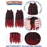 6 Inches 2 Packs Super Short Passion Twist Crochet Hair For Black Women And Kids Ombre Burgundy Pre Looped Pretwisted Crochet H