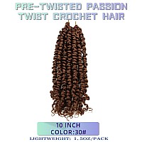 10 Inches 8 Packs Pre Looped Pretwisted Passion Twist Crochet Hair For Black Women And Kidsnatural Brownsoft Hair Extensions B