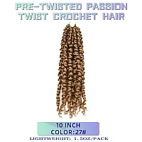 10 Inches 8 Packs Pre Looped Pretwisted Passion Twist Crochet Hair For Black Women And Kidsnatural Blondesoft Hair Extensions