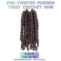 6 Inches 8 Packs Super Short Passion Twist Crochet Hair For Black Women And Kidslight Brown Prelooped Pretwisted Crochet Hair E