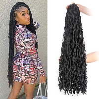 Leeven Distressed New Soft Locs Crochet Braids Hair 30 Inch Natural Butterfly Faux Locs 1 Pack Black Boho Goddess Locs 15 Strand