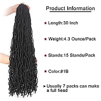 Leeven Distressed New Soft Locs Crochet Braids Hair 30 Inch Natural Butterfly Faux Locs 1 Pack Black Boho Goddess Locs 15 Strand