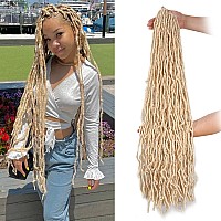 Leeven 30 Inch Blonde Natural Butterfly Soft Locs Distressed New Faux Locs Crochet Braids Hair 1 Pack Pre Looped Long Goddess Lo