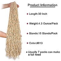 Leeven 30 Inch Blonde Natural Butterfly Soft Locs Distressed New Faux Locs Crochet Braids Hair 1 Pack Pre Looped Long Goddess Lo