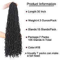 Leeven 30 Inch New Soft Faux Locs Crochet Braids Hair 7 Packs Natural Black Boho Goddess Locs Pre Looped Long Butterfly Crochet