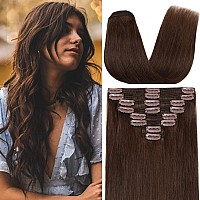 Snoilite Clip In Human Hair Extensions Thick True Double Weft Clip In 100 Real Human Hair Full Head 8 Pieces 18 Clips Straight