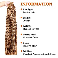 Zrq 30 Inch 7 Packslot Long Water Wave Passion Twist Crochet Hair Bohemian Spring Twist Hair Synthetic Passion Twists Hair For