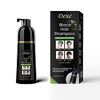 Agthyuve Dexe Instant Black Hair Shampoo 13.53 Fl Oz, Semi-Permanent Black Hair Dye, Hair Dye Shampoo For Men & Women- Mild Plant Formula-Ammonia Free-100% Gray Coverage (Black)