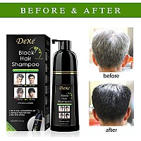 Agthyuve Dexe Instant Black Hair Shampoo 13.53 Fl Oz, Semi-Permanent Black Hair Dye, Hair Dye Shampoo For Men & Women- Mild Plant Formula-Ammonia Free-100% Gray Coverage (Black)