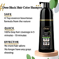 Agthyuve Dexe Instant Black Hair Shampoo 13.53 Fl Oz, Semi-Permanent Black Hair Dye, Hair Dye Shampoo For Men & Women- Mild Plant Formula-Ammonia Free-100% Gray Coverage (Black)