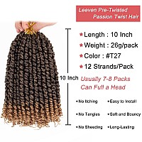 Leeven 8 Packs Ombre Blonde Pretwisted Passion Twist Hair 10 Inch Pre Looped Bob Corchet Braids For Black Women Short Bohemian S