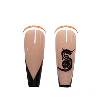 Yoyoee French Press On Nails Long Acrylic Fake Nails Coffin Full Cover Ballerina False Nails For Women And Girls 24Pcs