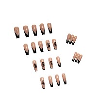 Yoyoee French Press On Nails Long Acrylic Fake Nails Coffin Full Cover Ballerina False Nails For Women And Girls 24Pcs