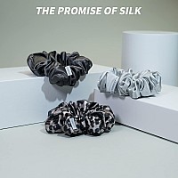 Mtsnoo Mulberry Silk Scrunchies Set For Sleep 100 Pure 22 Momme Silk Elastic Band 3 Pack Curly Hair Ropes For Women And Gir