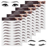 Molain 4D Hair-Like Eyebrow Tattoos Stickers 6 Sheets Waterproof Long-lasting Eyebrow Colors Transfers Sticker Peel Off for Eyebrow Grooming Shaping 1 Style 54 Pairs (Brown)