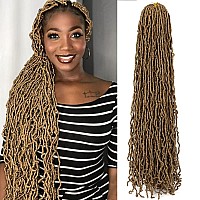 Umylar Soft Locs 36 Inch Faux Locs Crochet Hair 4 Packs Pre-Looped Soft Locs Crochet Hair For Women Super Long Soft Locs Goddess Curly Synthetic Hair Extensions (36 Inch, 27#)