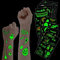 20 Sheets Halloween Temporary Tattoos For Kids Glow In Dark Tattoo Stickers Luminous Tattoos Make Up Stickers Party Favors Fill