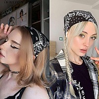 6 Pack Hair Scarf Headband For Women Elastic Hair Kerchief Boho Triangle Bandana Head Scarf With Clips Non Slip Leopard Print