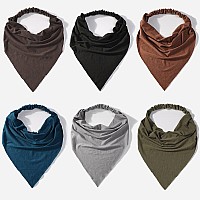 6 Pack Scarf Headband For Women Elastic Large Boho Triangle Bandana Head Scarves With Clips Non Slip Solid Color Hair Kerchief