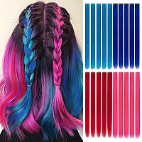 Colored Party Highlights Clip In Hair Extensions For Girls 20Packs 20 Inches Straight Hair Synthetic Hairpieces In The Party Cli