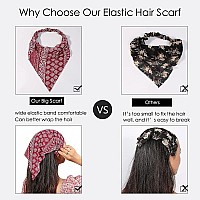 6 Pack Hair Scarf Headband For Women Elastic Hair Kerchief Boho Triangle Bandana Head Scarf With Clips Non Slip Headbands Scar