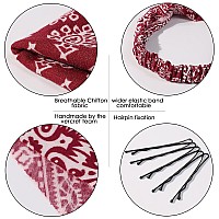 6 Pack Hair Scarf Headband For Women Elastic Hair Kerchief Boho Triangle Bandana Head Scarf With Clips Non Slip Headbands Scar