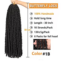 Zrq 30 Inch Butterfly Locs Crochet Hair Long Distressed Faux Braids Hair Prelooped Synthetic Crochet Soft Locs 30 In Goddess Lo