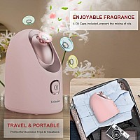 Newbealer Mini Aroma Face Steamer, 160ml Nano Ionic Hot Mist Facial Humidifier Atomizer, Home Sauna Spa Sprayer Moisturizing Cleansing Pores, 9 Pieces Acne Remover Kit Included, Pink-Gold