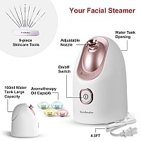 Newbealer Facial Steamer Mini Aroma Face Steamer Nano Ionic Hot Mist Face Humidifier For Facial Deep Cleaning Home Sauna Spa