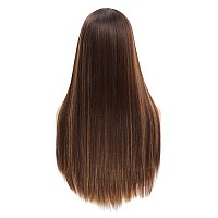 Highlight Blonde Wigs For Women Long Straight Wig With Bangs Natural Fashion Silky Soft Remy Hair Heat Resistant Fiber Synthetic