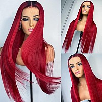 Andria Lace Front Wigs Straight Hair Glueless Lace Wigs Synthetic Long Silk Straight Natural Wig Heat Resistant Fiber Dark Root