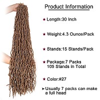 Leeven 7 Packs 30 Inch New Faux Locs Crochet Braids Hair Blonde Pre Looped Boho Soft Locs Long Distressed Butterfly Locs Messy G