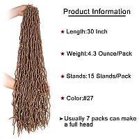 Leeven 30 Inch New Faux Locs Crochet Braids Hair 1 Pack Blonde Distressed Butterfly Soft Locs 15 Strands Long Messy Boho Goddess