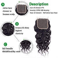 Fashion Vila Brazilian Virgin Water Wave 3 Bundles With Closure 100 Unprocessed Human Hair Wet And Wavy Bundles With 4X4 Free P