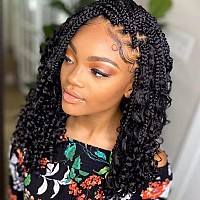 Goddess Box Braids Crochet Hair 10 Inch Bohemian Box Braids Crochet Hair With Curly Ends Boho 3X Synthetic Crochet Braiding Hair