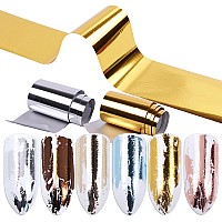 14 Sheets Gold Nail Foils Transfer Stickers Foil Nail Art Supply Holographic Effect Metallic Nail Art Foil Stickers Color Gold S