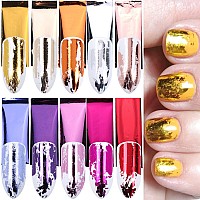 14 Sheets Gold Nail Foils Transfer Stickers Foil Nail Art Supply Holographic Effect Metallic Nail Art Foil Stickers Color Gold S