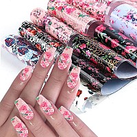 Retro Flowers Nail Art Foil Transfer Sticker Flower Nail Art Stickers Foil Transfers Decals Roes Flowers Nail Designs For Acryli