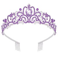 Didder Silver Tiaras for Women, Light Purple Crystal Tiaras and Crowns for Women Elegant Crown with Combs Princess Crown Tiaras for Girls Women's Headbands Bridal Wedding Prom Birthday Party