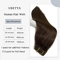 Sew In Weft Hair Extensions Human Hair Bundles Dark Brown Sew In Hair Extensions Real Human Hair For Women 80G 12Inch Remy Hum