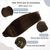 Sew In Weft Hair Extensions Human Hair Bundles Dark Brown Sew In Hair Extensions Real Human Hair For Women 80G 12Inch Remy Hum