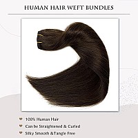 Sew In Weft Hair Extensions Human Hair Bundles Dark Brown Sew In Hair Extensions Real Human Hair For Women 80G 12Inch Remy Hum