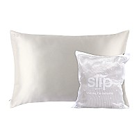 Slip Silk Love Me I'M Delicate Gift Set In White - Includes One Queen Size 100% Pure 22 Momme Mulberry Silk Pillowcase And Wash Bag - Anti-Aging, Anti-Bedhead, Anti-Sleep Crease