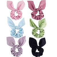 Jaciya Silk Scrunchies For Hair Girls Hair Accessories Hair Bows For Women Bunny Ears And Tail 6 Colorsrose Redpinkgreenpurp