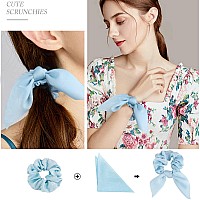 Jaciya Silk Scrunchies For Hair Girls Hair Accessories Hair Bows For Women Bunny Ears And Tail 6 Colorsrose Redpinkgreenpurp