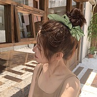 Jaciya Silk Scrunchies For Hair Girls Hair Accessories Hair Bows For Women Bunny Ears And Tail 6 Colorsrose Redpinkgreenpurp