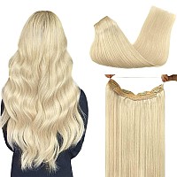 Doores Human Hair Extensions Platinum Blonde 12 Inch 70G Blonde Hair Extensions Wire Human Hair Extensions Natural Straight Ha